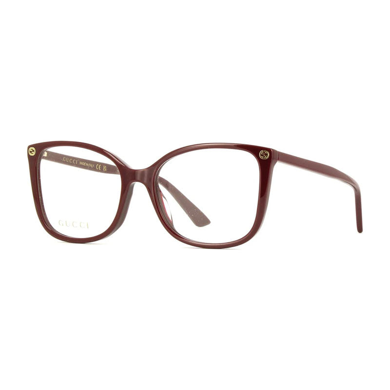 Gucci Eyeglasses Cat Eye Full Rim, Burgundy Frame and Clear Demo Lenses Lens GG0026O012