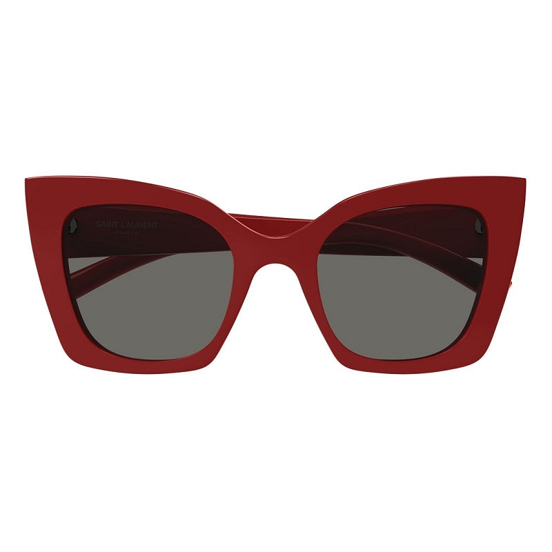 Saint Laurent Sunglasses Cat Eye Full Rim, Red Frame and Grey Lens SL552010