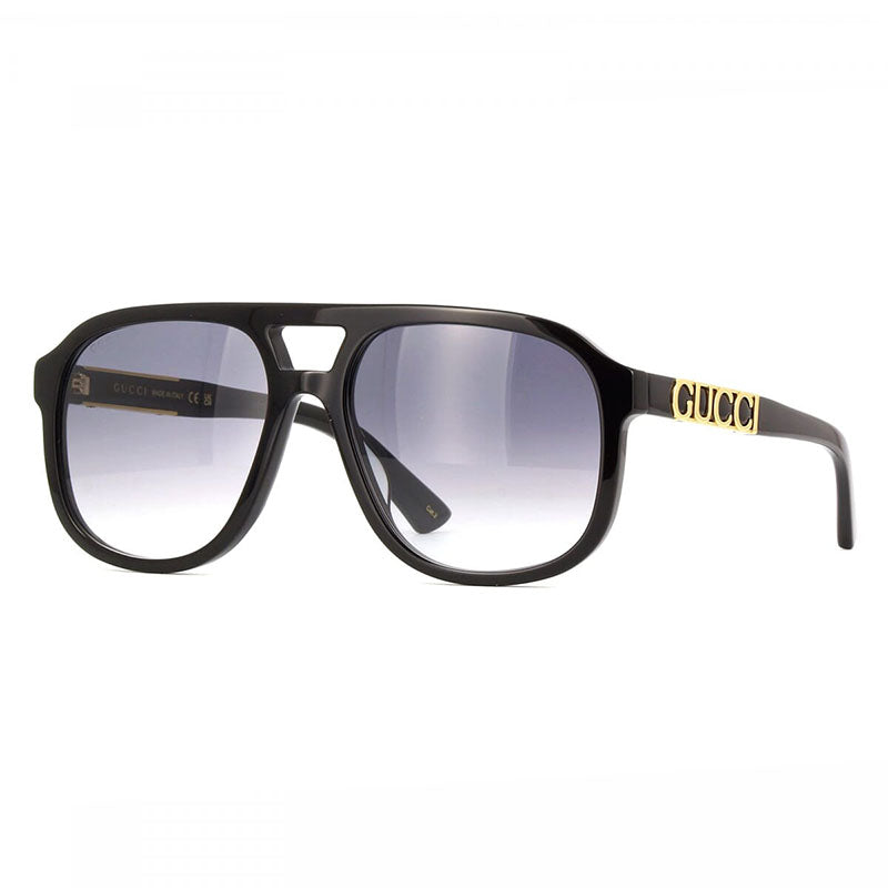 Gucci Sunglasses Aviator Full Rim, Black Frame and Grey Gradient Lens GG1188S002