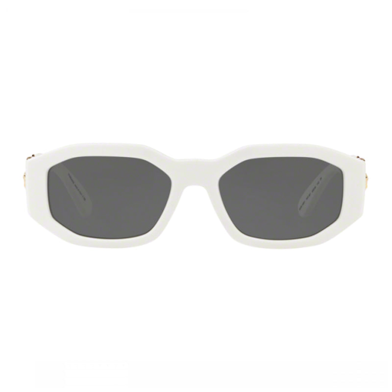 Versace Sunglasses Oval Full Rim, White Frame and Dark Grey Lens VE4361401/87