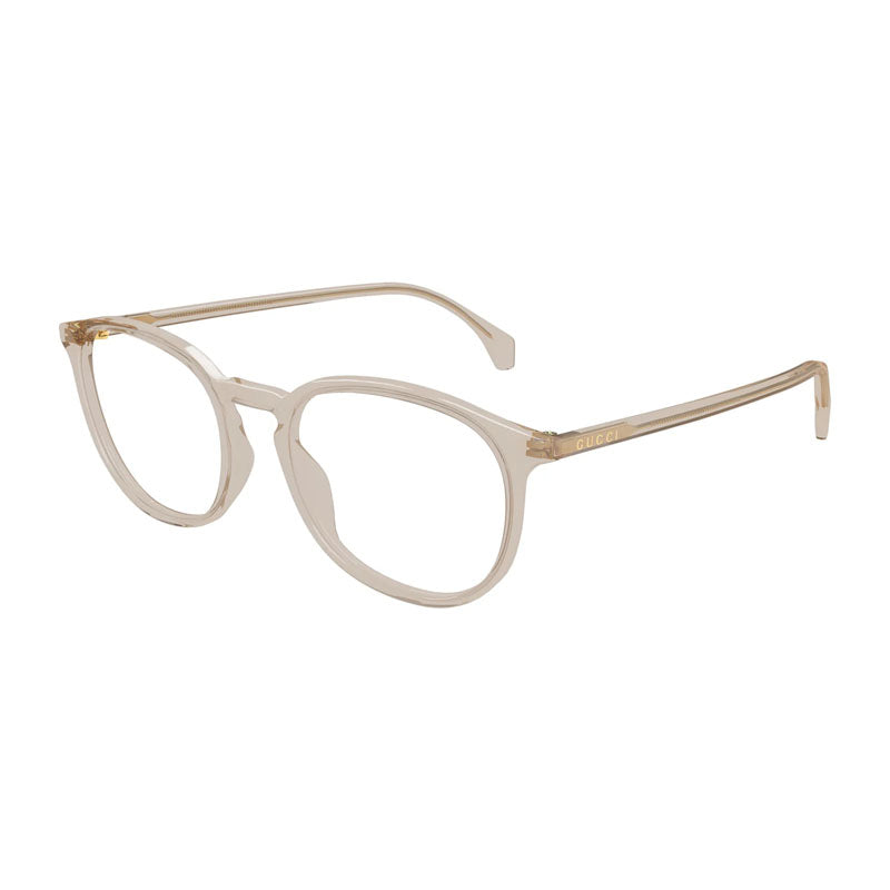 Gucci Eyeglasses Square Full Rim, Transparent Light Brown Frame and Clear Demo Lens Lens GG0551O020