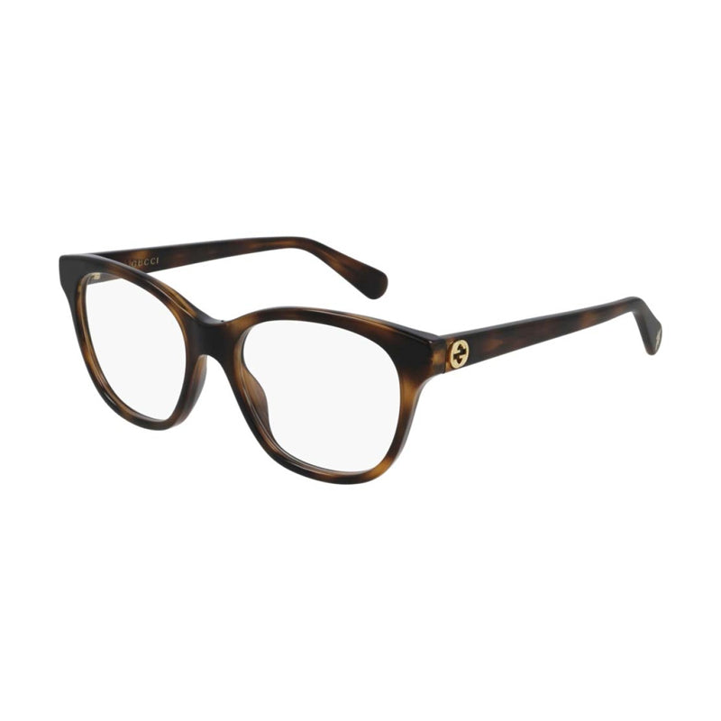 Gucci Eyeglasses Cat Eye Full Rim, Havana Frame and Clear Demo Lenses Lens GG0923O002