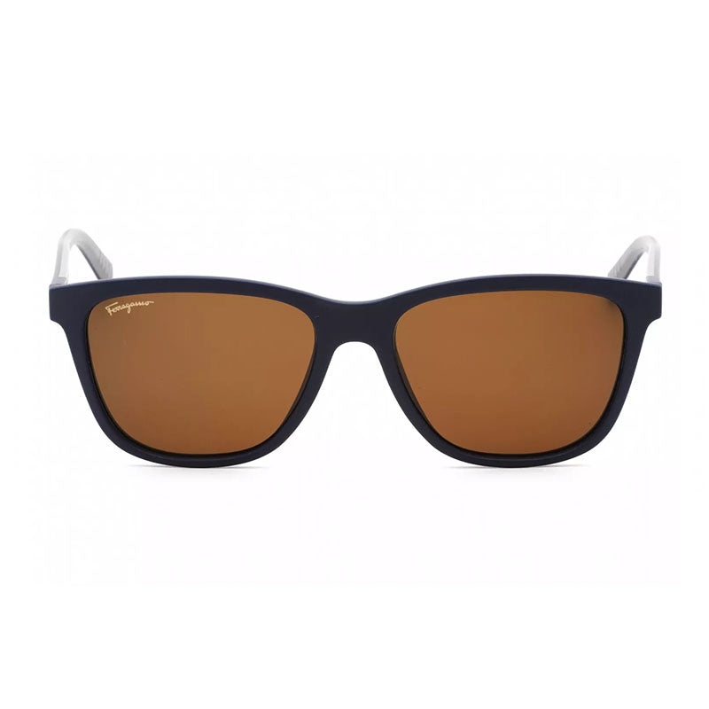 Ferragamo Salvatore Ferragamo Sunglasses Square Full Rim, Matte Blue Frame and Brown Lens SF998S427