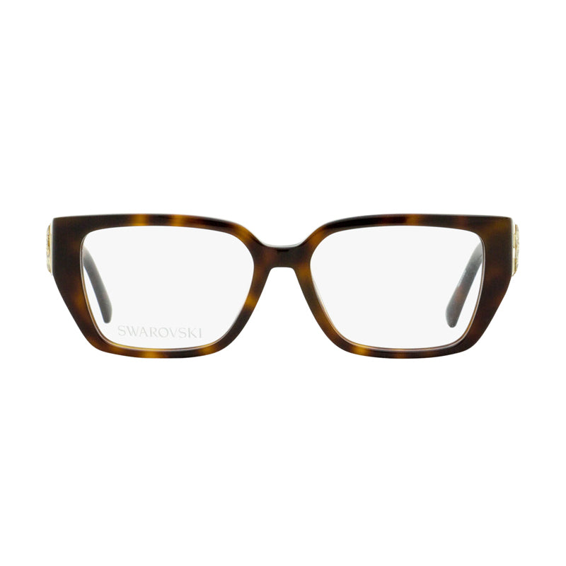 Swarovski Eyeglasses Rectangle Full Rim, Blonde Havana Frame and Clear Demo Lenses Lens SK5446053
