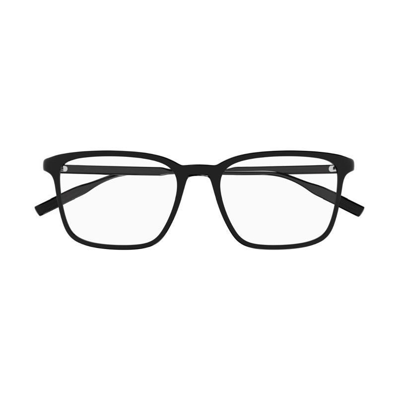 Montblanc Eyeglasses Square Full Rim, Shiny Black Frame and Clear Demo Lens Lens MB0197O001