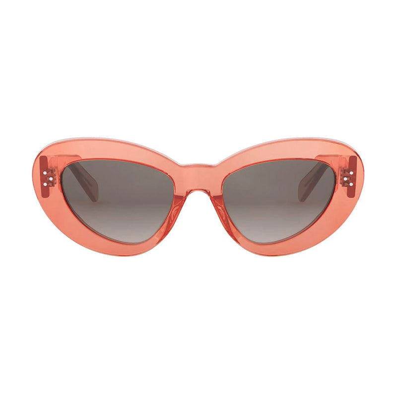 Celine Sunglasses Cat Eye Full Rim, Glossy Orange Frame and Brown Gradient Lens CL40320U42F