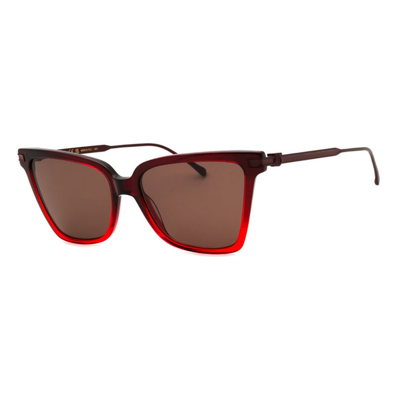 Ferragamo Salvatore Ferragamo Sunglasses Cat Eye Full Rim, Gradient Transparent Dark Red Frame and Brown Lens SF2036S615