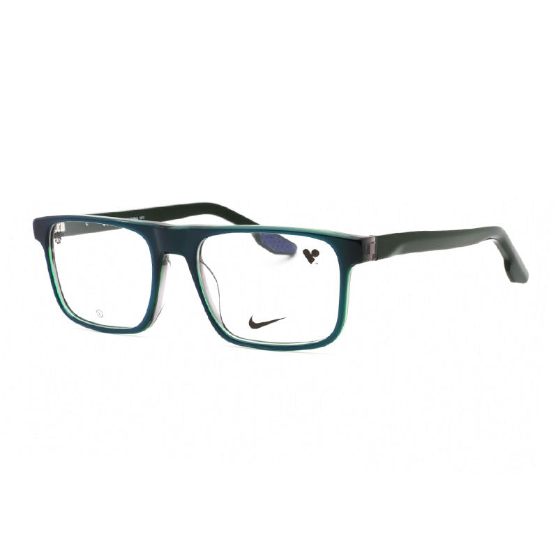 Nike Eyeglasses Square Full Rim, Navy Tri-Laminate Frame and Clear Demo Lenses Lens NIKE7161414