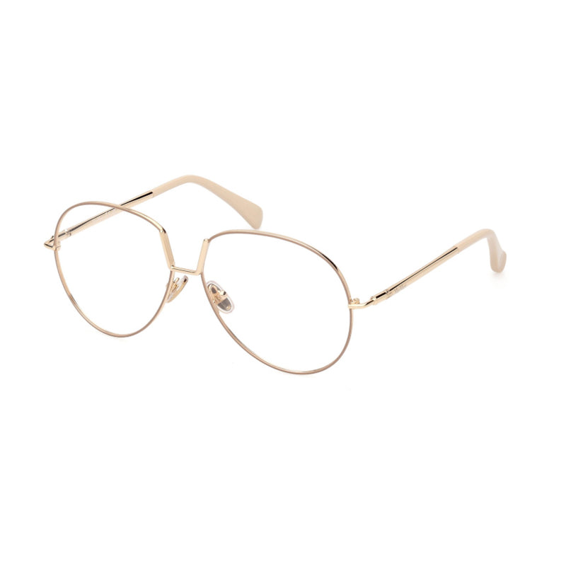 Max Mara Eyeglasses Round Full Rim, Gold Frame and Clear Demo Lems Lens MM5119045
