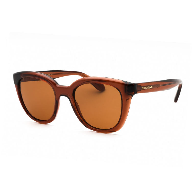 Ferragamo Salvatore Ferragamo Sunglasses Round Full Rim, Transparent Brown Frame and Brown Lens SF2000S232