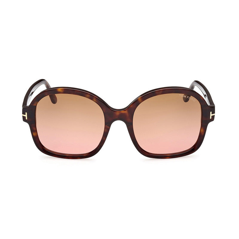 Tom Ford Sunglasses Oval Full Rim, Dark Havana Frame and Brown to Peach Gradient Lens FT103452F