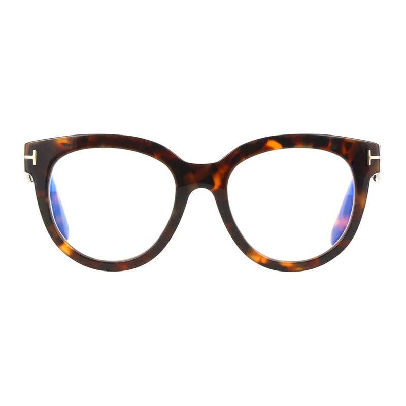 Tom Ford Eyeglasses Oval Full Rim, Dark Havana Frame and Clear/Blue Light Block Lenses Lens FT5987-B052