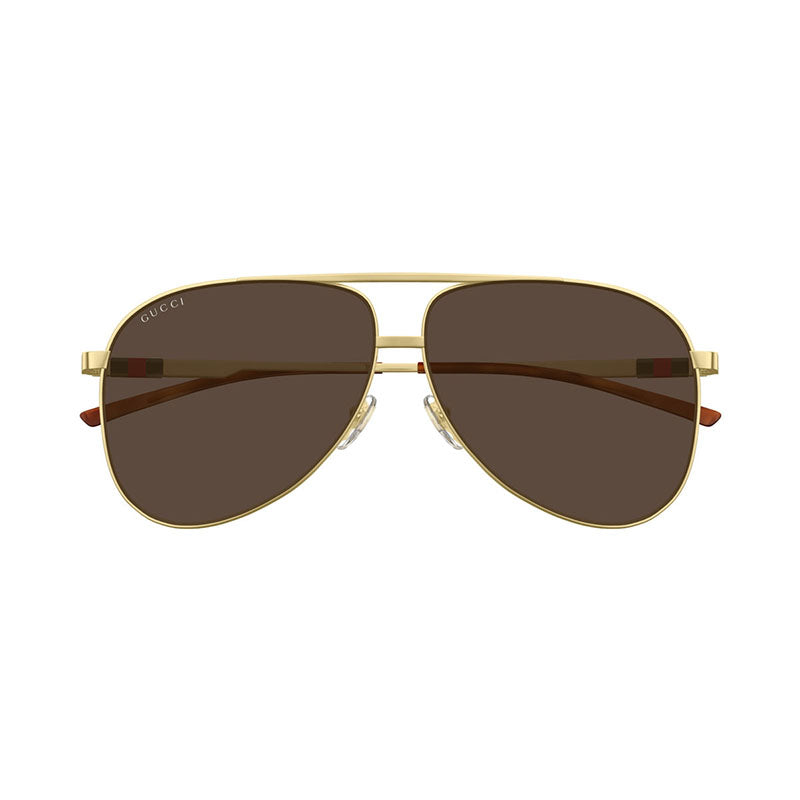 Gucci Sunglasses Aviator Full Rim, Gold Frame and Brown Lens GG1677S002