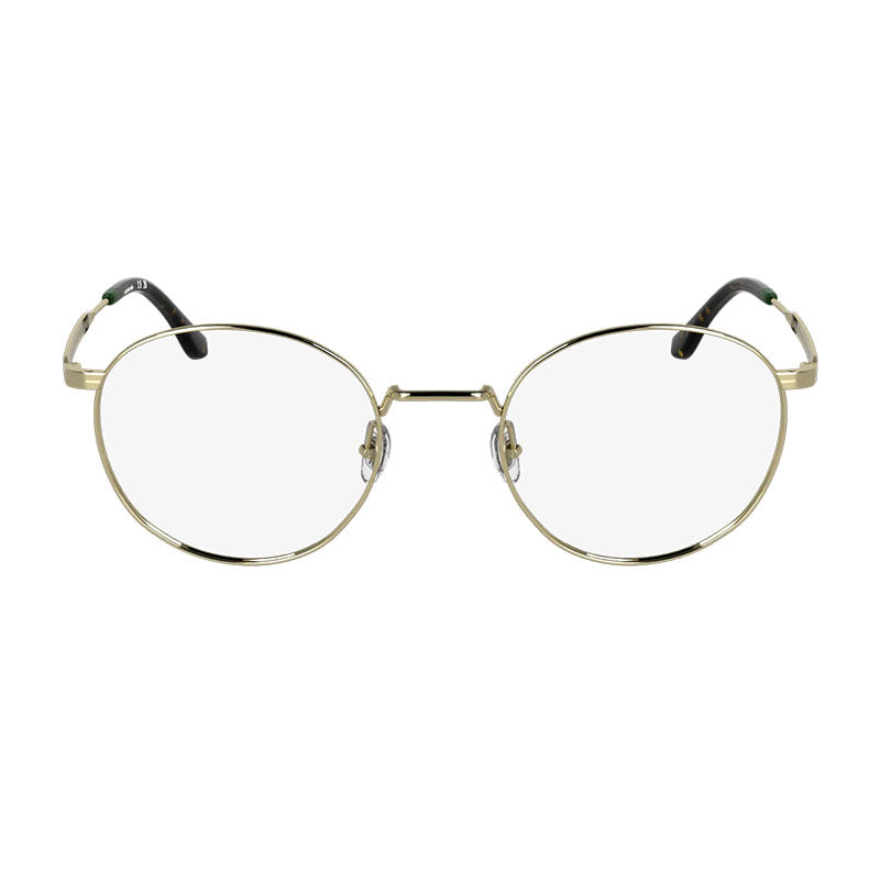 Lacoste Eyeglasses Round Full Rim, Gold Frame and Clear Demo Lenses Lens L2308714