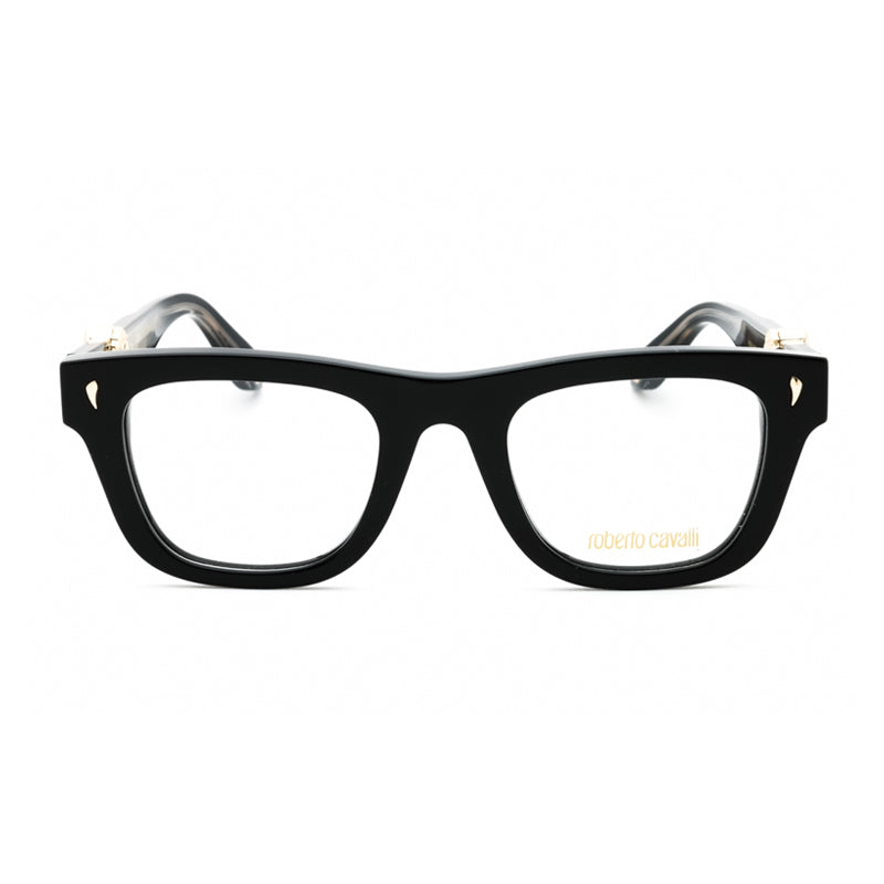 Roberto Cavalli Eyeglasses Square Full Rim, Shiny Black Frame and Clear Demo Lenses Lens VRC052700Y