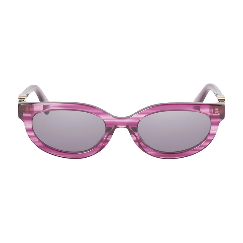 Off-White Sunglasses Cat Eye Full Rim, Striped Purple Frame and Dark Grey Lens OERI13DSPARKS3707