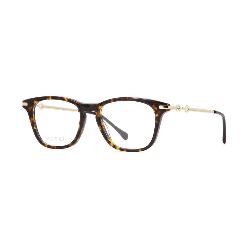 Gucci Eyeglasses Square Full Rim, Havana/Gold Frame and Clear Demo Lens Lens GG0919O002