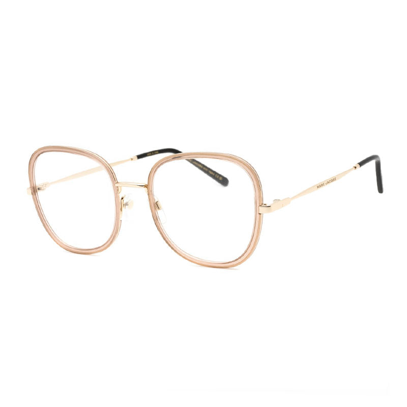 Marc Jacobs Eyeglasses Round Full Rim, Beige/Gold Frame and Clear Demo Lenses Lens MARC701084A00