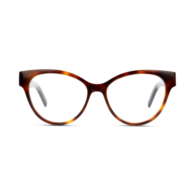 Saint Laurent Eyeglasses Cat Eye Full Rim, Havana Frame and Clear Demo Lenses Lens SLM34005