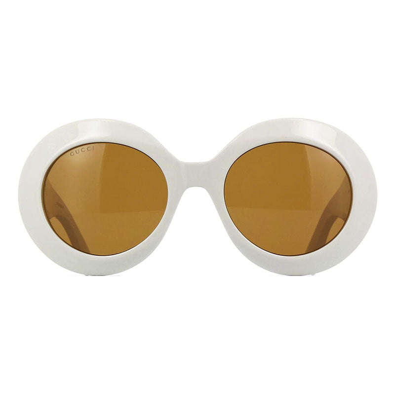 Gucci Sunglasses Oval Full Rim, White Frame and Brown Lens GG1647S003