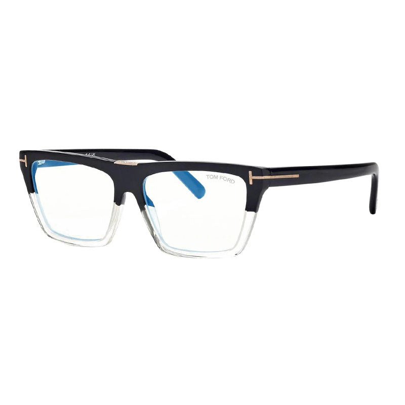 Tom Ford Eyeglasses Square Full Rim, Black Frame and Clear/Blue-Light Block Lenses Lens FT5912-B005