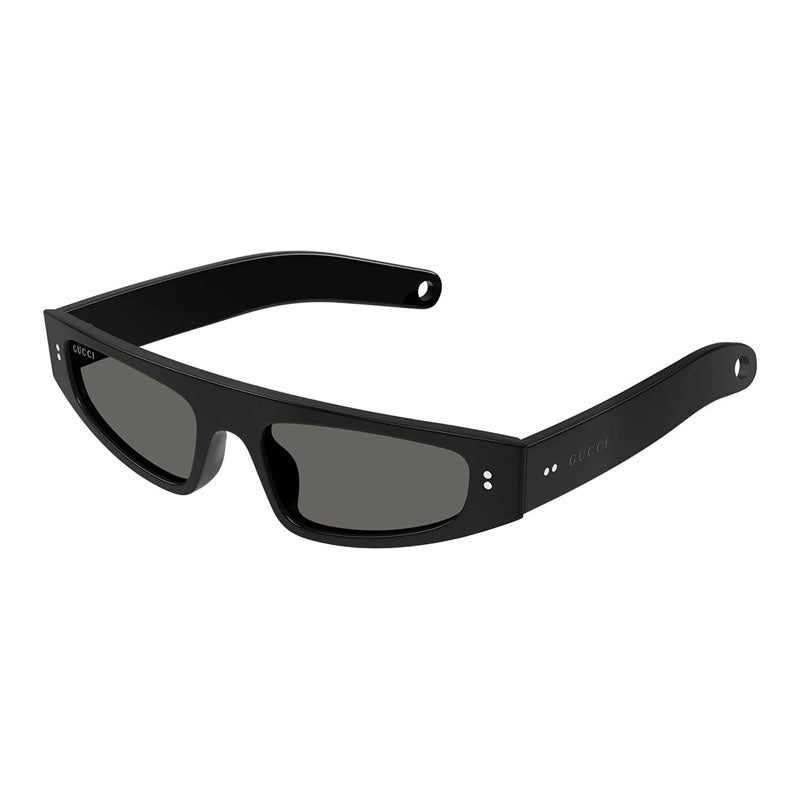 Gucci Sunglasses Cat Eye Full Rim, Black Frame and Grey With Neon Yellow Cord Lens GG1634S006