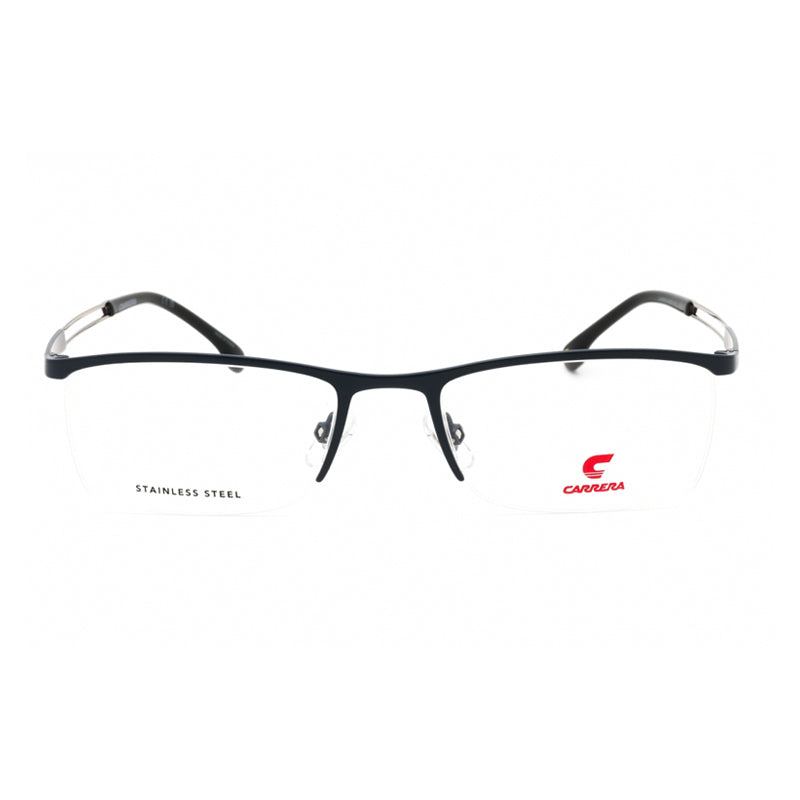 Carrera Eyeglasses Rectangle Semi Rim, Matte Blue Frame and Clear Demo Lenses Lens CARRERA89010FLL00