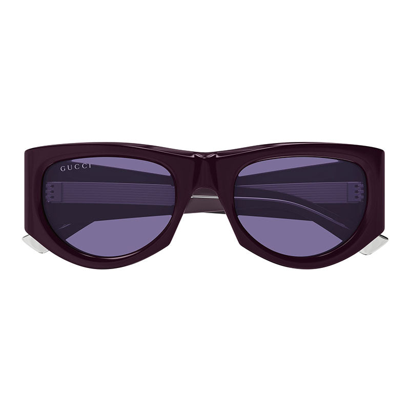 Gucci Sunglasses Square Full Rim, Shiny Solid Plum Frame and Solid Violet Lens GG1917S010