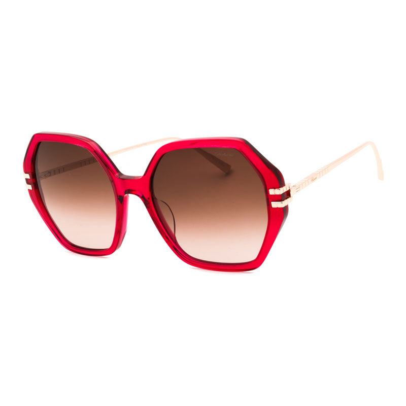 Chopard Sunglasses Square Full Rim, Transparent Red Frame and Brown Gradient Lens SCH370M07AK