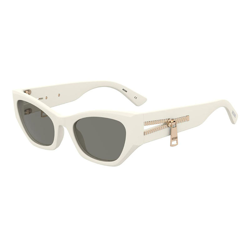 Moschino Sunglasses Cat Eye Full Rim, Ivory Frame and Grey Lens MOS159/S0SZJIR
