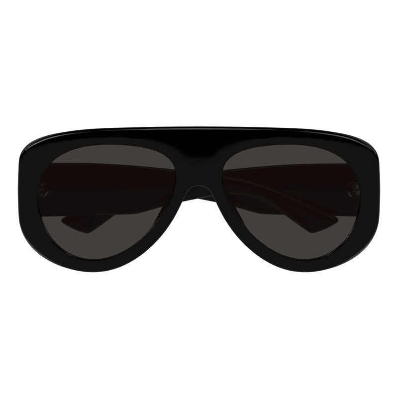 Bottega Veneta Sunglasses Geometric Full Rim, Shiny Black Frame and Grey Lens BV1362S001