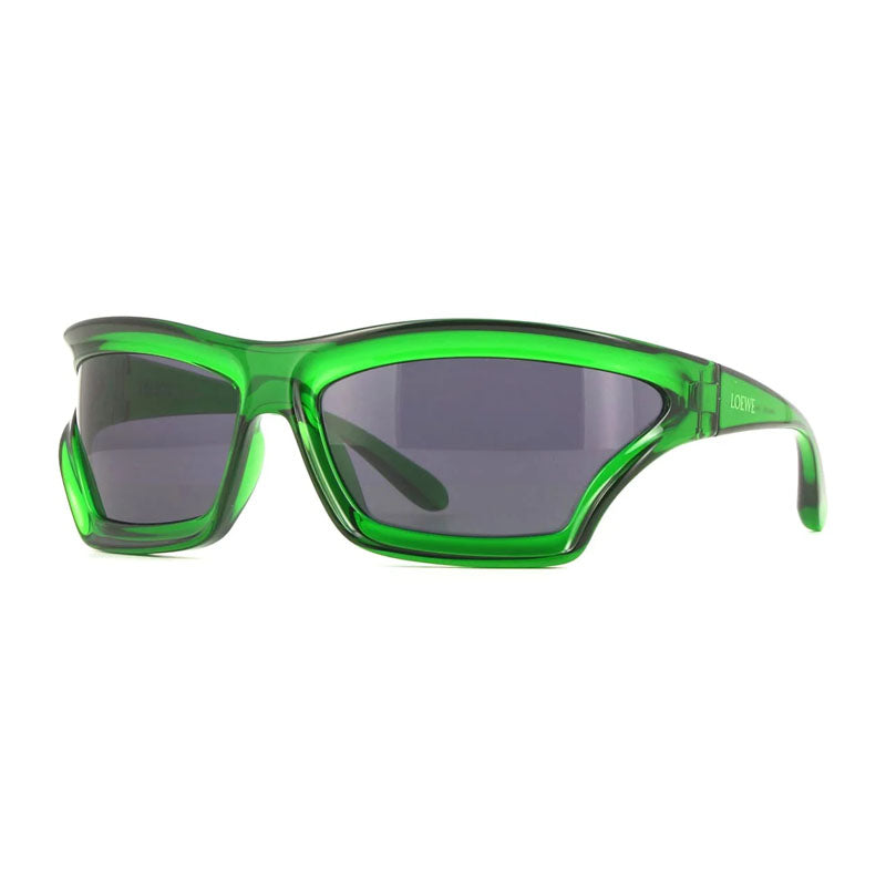 Loewe Sunglasses Rectangle Full Rim, Transparent Dark Green Frame and Smoke Lens LW40143U98A