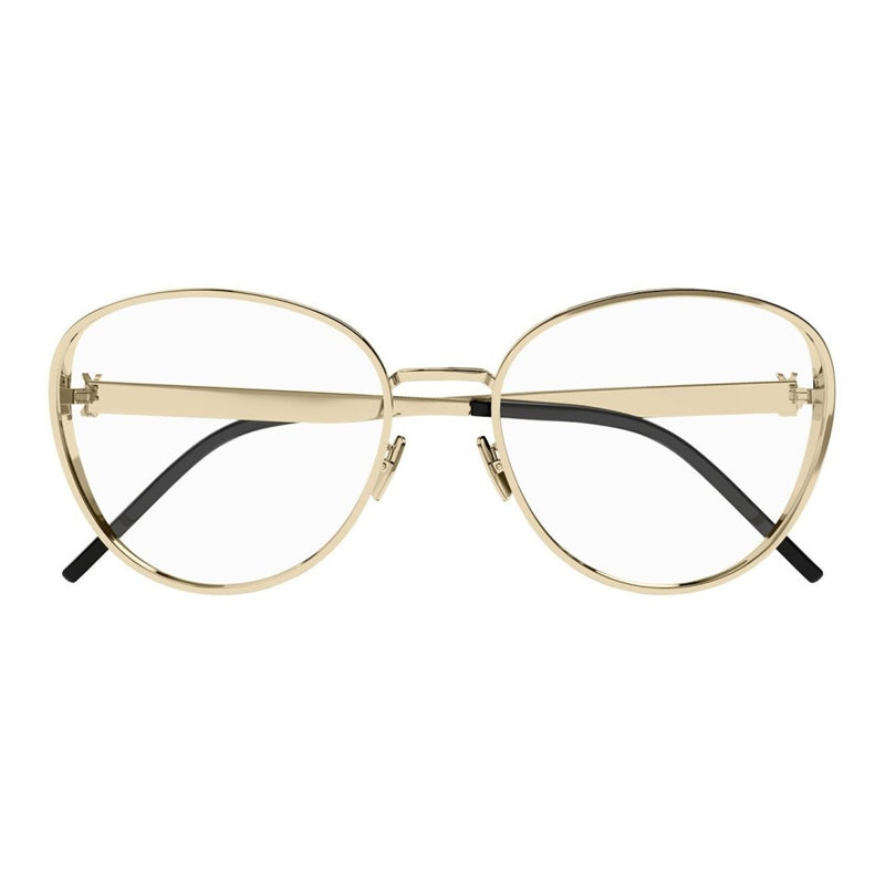 Saint Laurent Eyeglasses Round Full Rim, Gold Frame and Clear Demo Lenses Lens SLM93004
