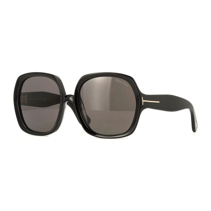 Tom Ford Sunglasses Square Full Rim, Shiny Black Frame and Smoke Lens FT122101A