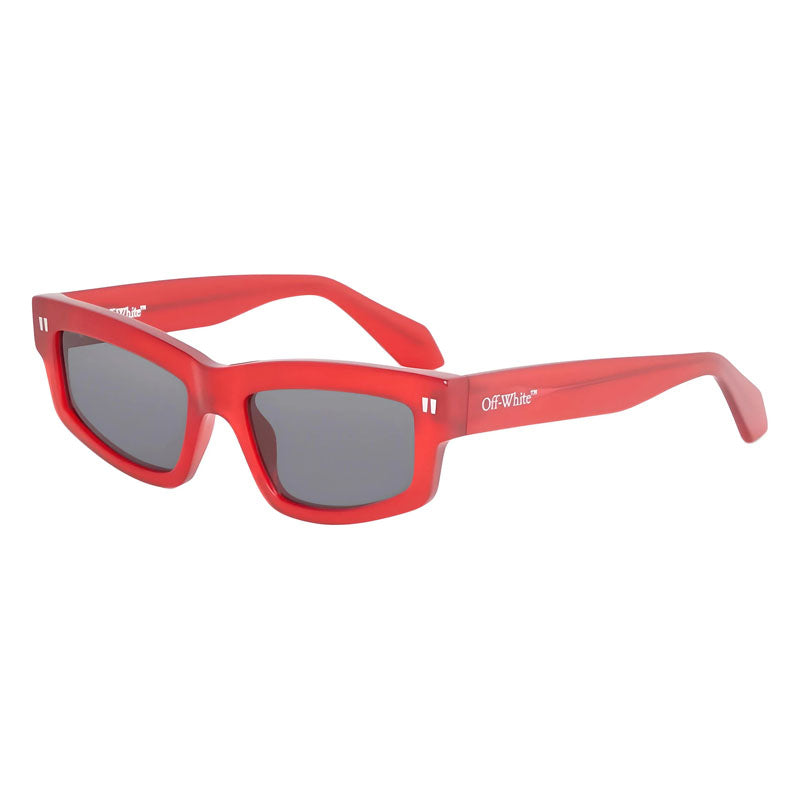 Off-White Sunglasses Rectangle Full Rim, Red Frame and Dark Grey Lens OERI135MIRAMAR2507
