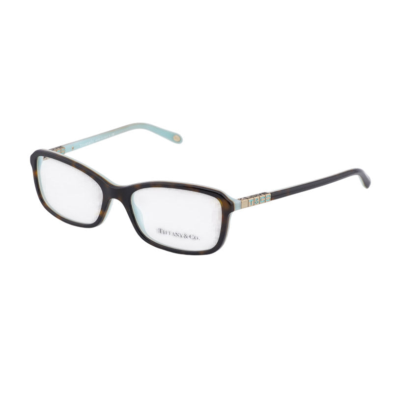 Tiffany & Co. Eyeglasses Rectangle Full Rim, Havana/Blue Frame and Clear Demo Lens Lens TF20758134