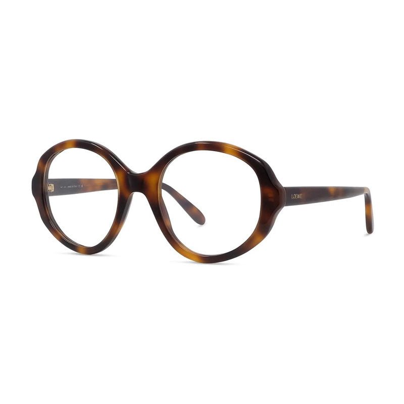 Loewe Eyeglasses Round Full Rim, Havana Frame and Clear Demo Lens Lens LW50077I052