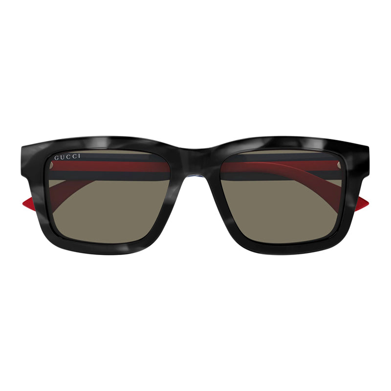Gucci Sunglasses Square Full Rim, Grey Havana/Blue Frame and Brown Lens GG1869S004