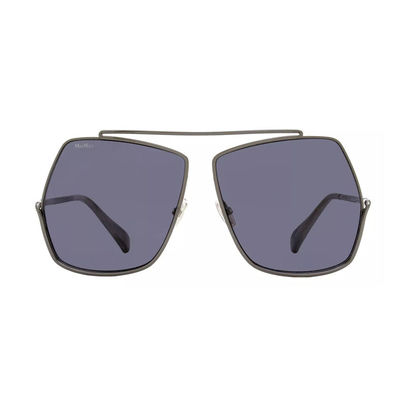 Max Mara Sunglasses Geometric Full Rim, Shiny Gunmetal Frame and Smoke Lens MM000632N