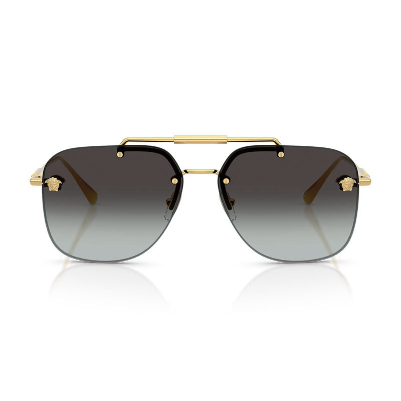 Versace Sunglasses Aviator Rimless, Gold Frame and Grey Gradient Lens VE22961002/84