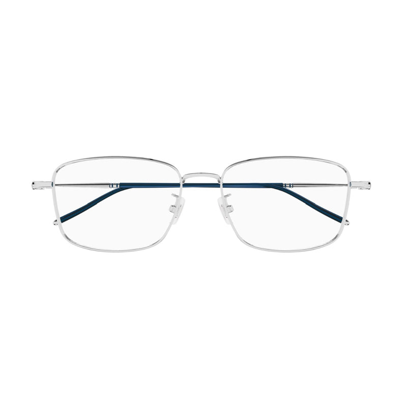 Montblanc Eyeglasses Rectangle Full Rim, Silver Frame and Clear Demo Lens Lens MB0140OK007