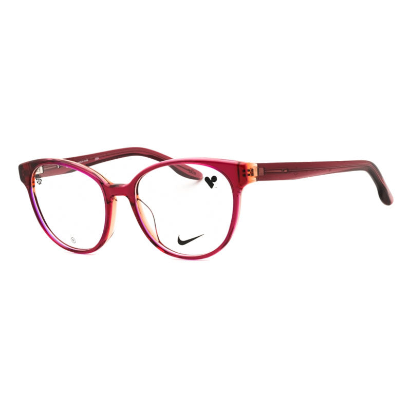 Nike Eyeglasses Cat Eye Full Rim, Crystal Berry/Pink Frame and Clear Demo Lenses Lens NIKE7164654