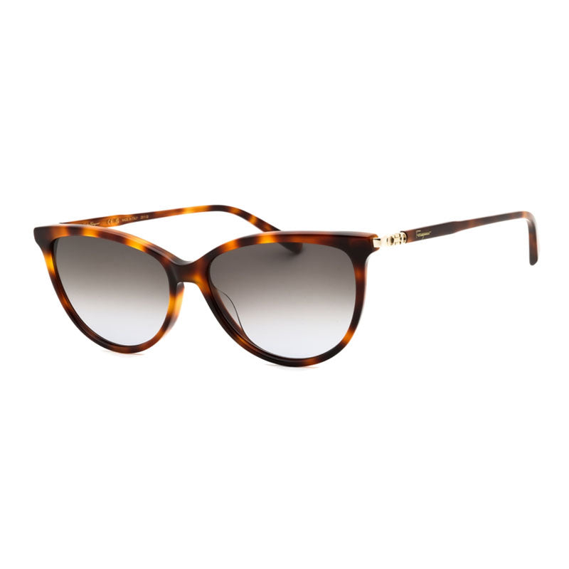 Ferragamo Salvatore Ferragamo Sunglasses Cat Eye Full Rim, Havana Frame and Grey Gradient Lens SF2870SCP214