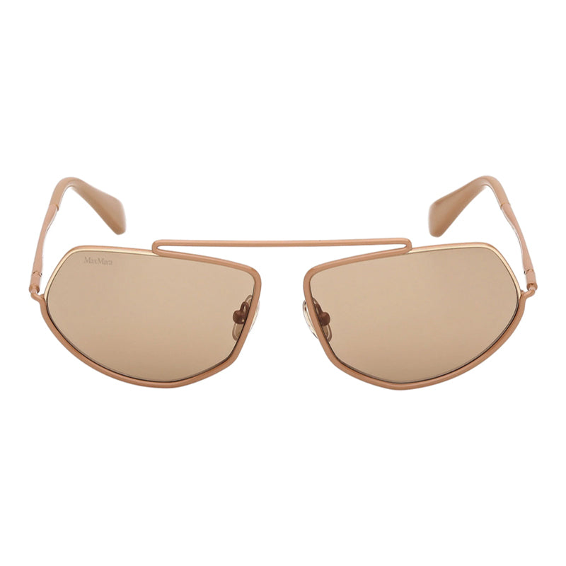 Max Mara Sunglasses Geometric Full Rim, Shiny Light Brown Frame and Brown Lens MM016545E
