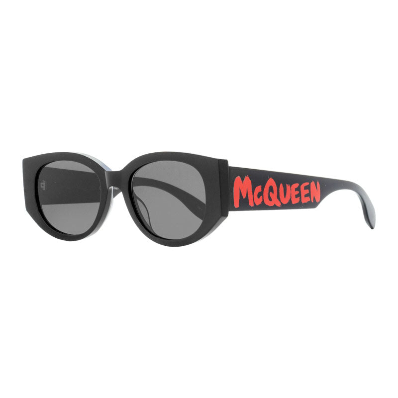 Alexander McQueen Sunglasses Square Full Rim, Black Frame and Grey Lens AM0330S002