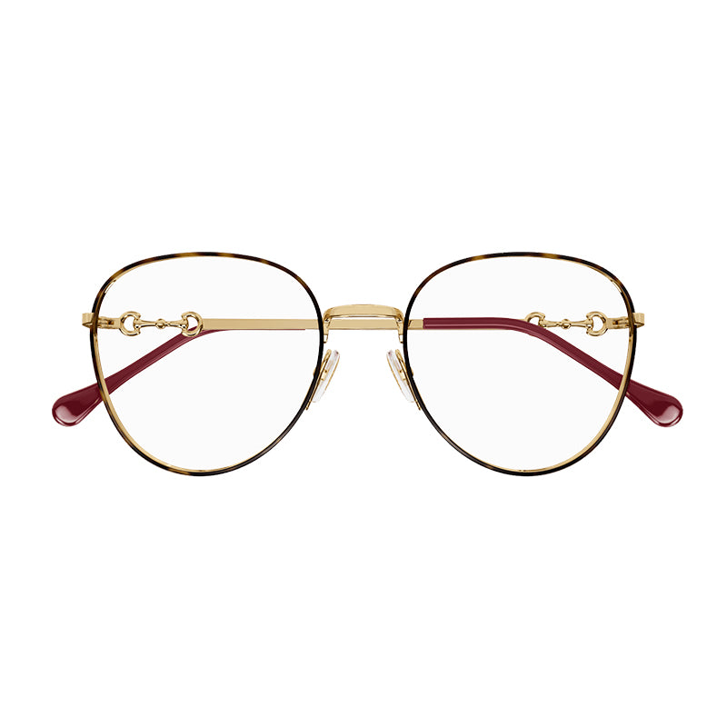 Gucci Eyeglasses Square Full Rim, Havana/Gold Frame and Clear Demo Lenses Lens GG0880O002