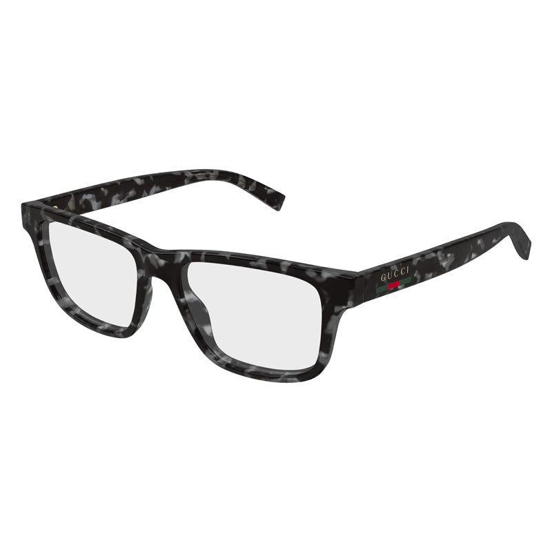 Gucci Eyeglasses Square Full Rim, Dark Grey Havana Frame and Clear Demo Lens Lens GG1987O003