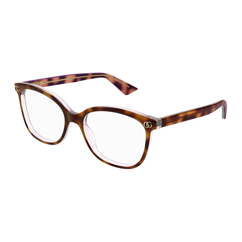 Gucci Eyeglasses Square Full Rim, Havana on Transparent Frame and Clear Demo Lens Lens GG1816O008