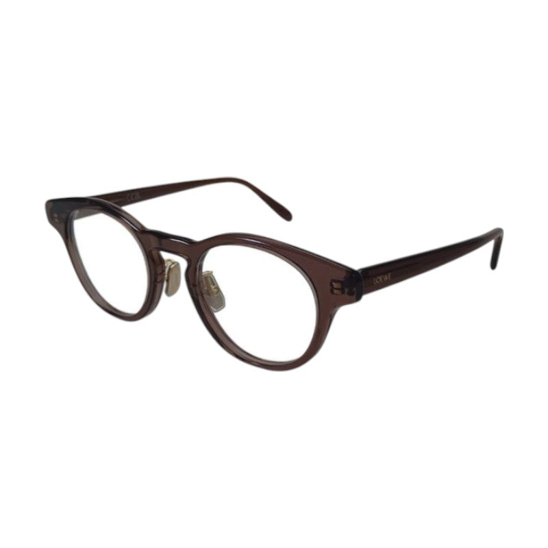 Loewe Eyeglasses Round Full Rim, Shiny Brown Frame and Clear Demo Lens Lens LW50085F050