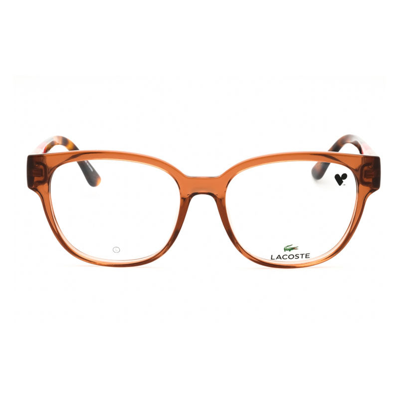 Lacoste Eyeglasses Round Full Rim, Transparent Caramel Frame and Clear Demo Lenses Lens L2953232